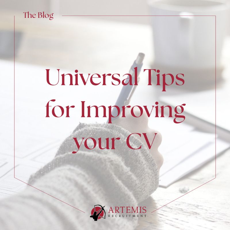 Universal Tips for Improving your CV news item at Artemis Recruitment Consultants